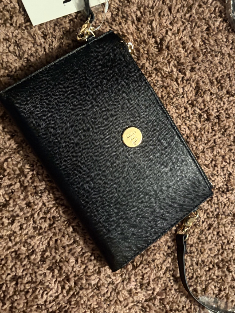 Black Women's Crossbody Bag with Gold Accent